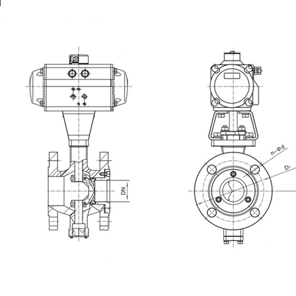 V型氣動(dòng)球閥結構原理圖